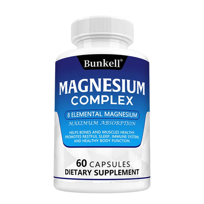 Magnesium Complex Capsules - Support Muscle, Bone, Heart Health, Improve Sleep, Stress & Anxiety Relief - Dietary Supplement - LKBA