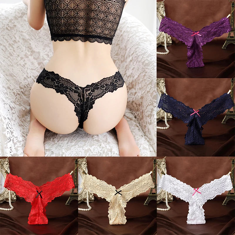 Sexy Lace Thong Women Butterfly Low Waist Panties Transparent Underwear Ladies Briefs Lingere Panty Underware Womens Lingerie - LKBA