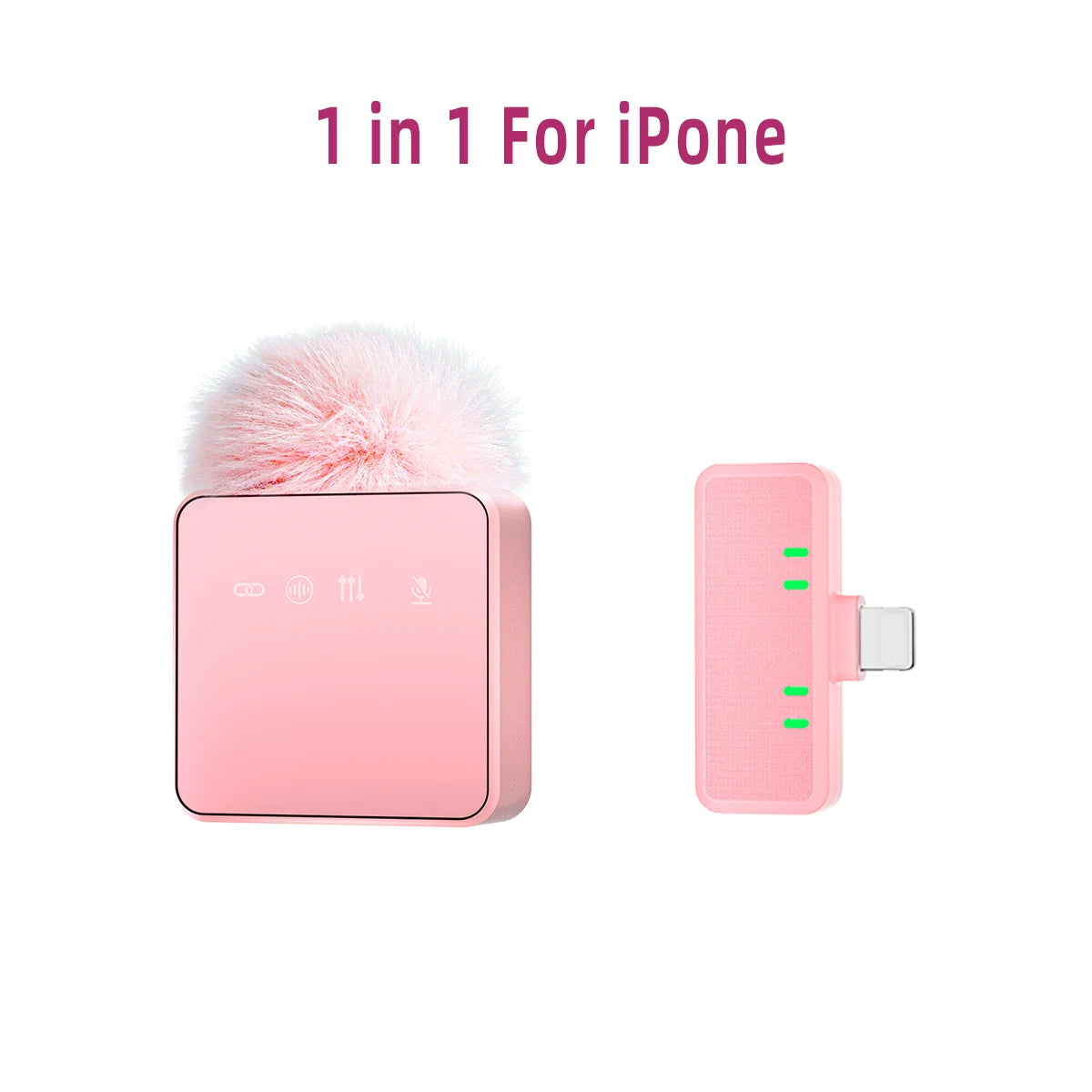 1 In 4 Pink Noise Canceling Lavalier Microphone With Windproof Cap Wireless Mute Function For Cell Phone Portable Audio Video - LKBA