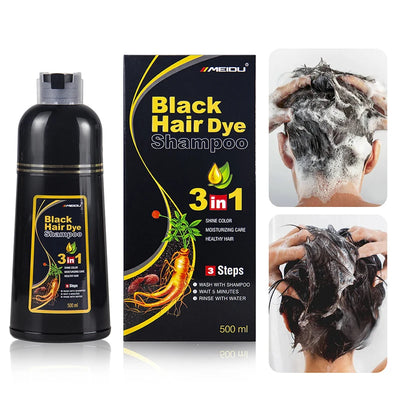 30ml/500ml 3-in-1 Quick Hair Dye Shampoo Natural Black Herbal Hair Dye Moisturizes Mild Hair Dye Conditioner Hair Care Products - LKBA