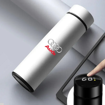 New Car Smart Thermos Bottle Temperature Stainless Travel Mug Emblem For Audi A7 A8 A3 A4 A5 A6 TT Q3 Q5 Q7 A1 B5 B6 B7 B8 B9 8P