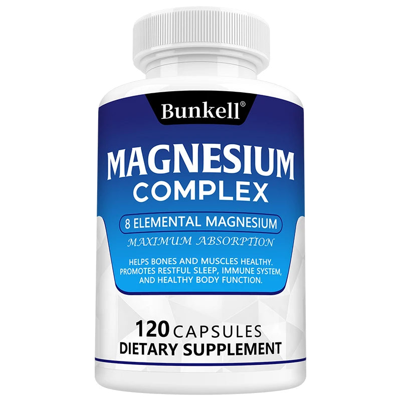 Magnesium Complex Capsules - Support Muscle, Bone, Heart Health, Improve Sleep, Stress & Anxiety Relief - Dietary Supplement - LKBA