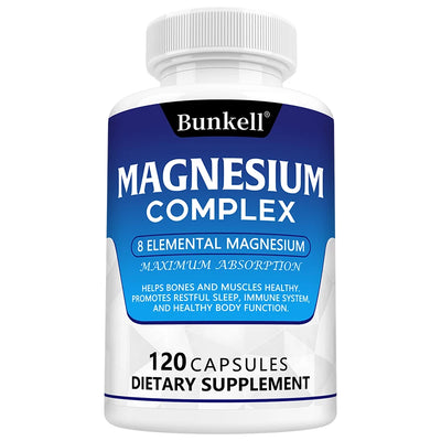 Magnesium Complex Capsules - Support Muscle, Bone, Heart Health, Improve Sleep, Stress & Anxiety Relief - Dietary Supplement - LKBA