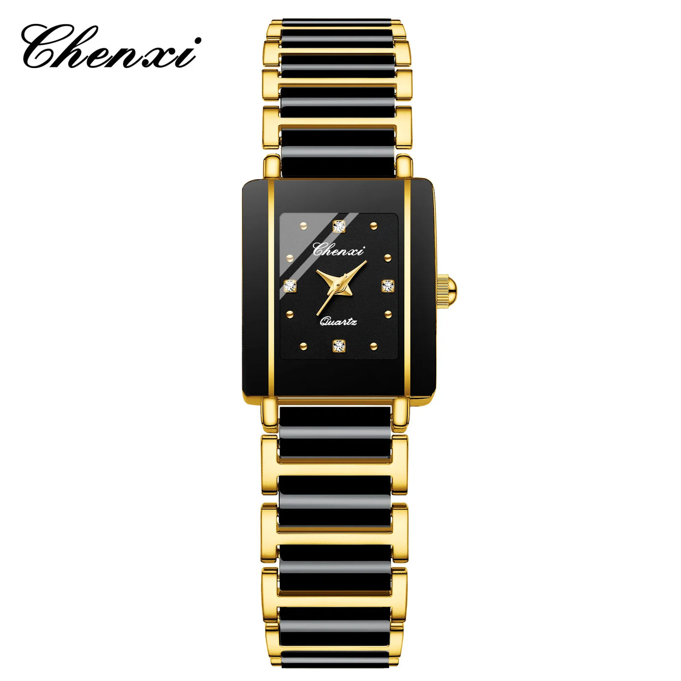 CHENXI 104A Couple's Quartz Watch Gold Black and White Ceramic Luxury Watch Men's and Women's Valentine's Day Gift Watch reloj - LKBA