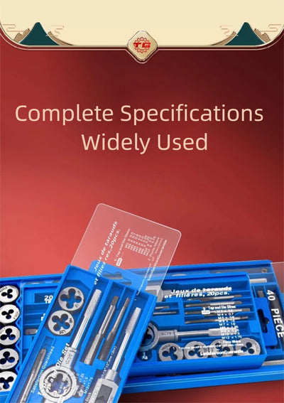 Hand Tap and Die Set with Handle for Thread Repair Rethreading Screws Combination Tool Kit Manual Socket Wrench Thread Repair - LKBA