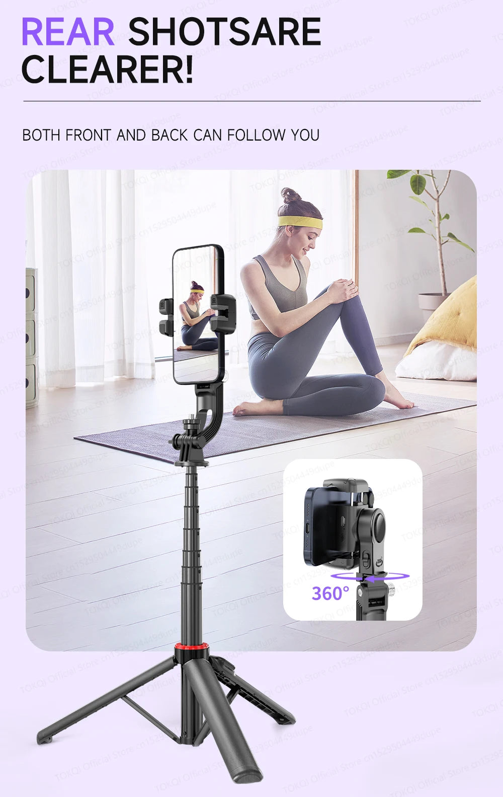C22 AI Face Tracking Handheld Gimbal Stabilizer 360° Rotation Shoot Selfie Stick Tripod - LKBA