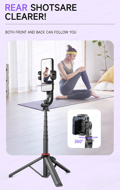 C22 AI Face Tracking Handheld Gimbal Stabilizer 360° Rotation Shoot Selfie Stick Tripod - LKBA