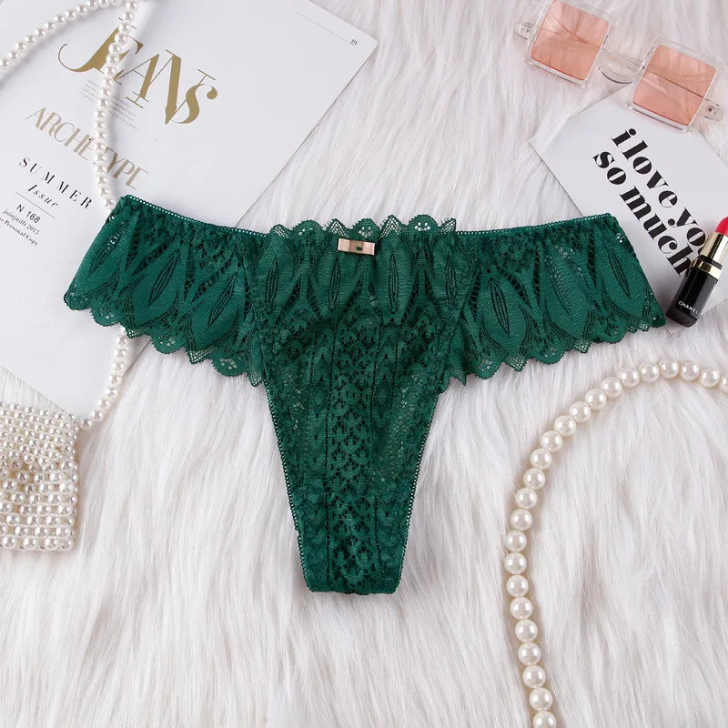 Women's Sexy String Panties Lace Thongs Lingerie Intimates Woman T-back Soft T-panties Designed Tangas Mujer - LKBA