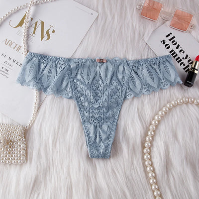 BANNIROU Women's Thongs Underwear Female Intimates T-back G-string Sexy Transparent Lace Low-Rise Panties Lingerie For Woman - LKBA