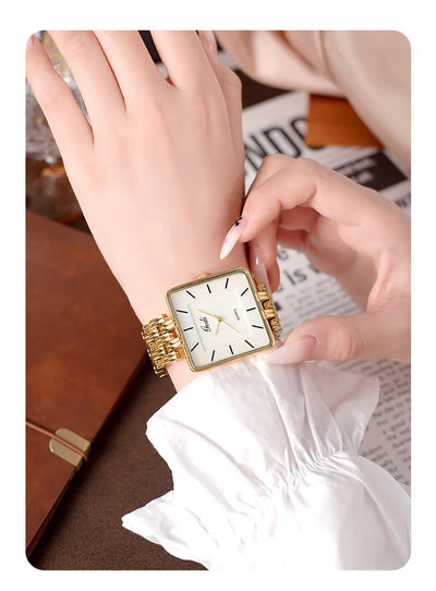 Men Watch Business Simple Square Couple Watches Waterproof Stainless Steel Premium Ultra Thin Women Fashion Quartz Wristwatches - LKBA