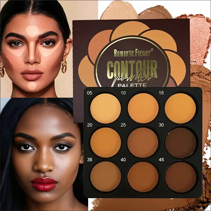 Dark Skin Tone 9-in-1 Face Palette Waterproof Concealer 9 Shades Contour Bronzer - LKBA