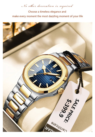 POEDAGAR Luxury Square Watch for Woman Waterproof Luminous Date Ladies Watch Stainless Steel Quartz Women's Watches Female Reloj - LKBA