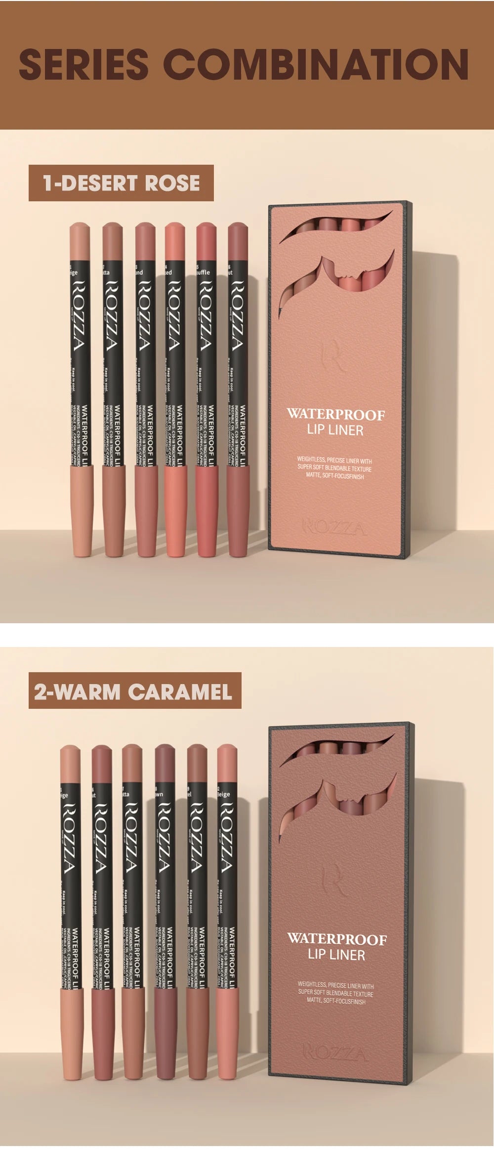 Waterproof Lip Liner Pencil Set, Weightless Precise Liner with Super Soft - LKBA