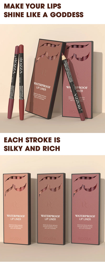 Waterproof Lip Liner Pencil Set, Weightless Precise Liner with Super Soft - LKBA
