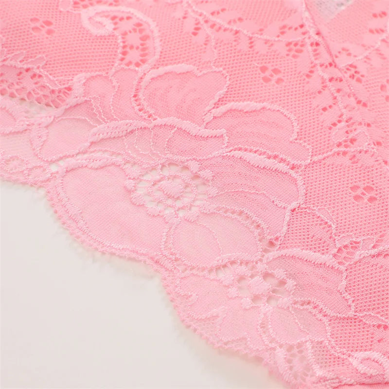 3PC/Set Women's Sexy Floral Lace Panties Low Rise Hollow Out Briefs Transparent Underwear Female Elastic Straps Soft Lingerie - LKBA