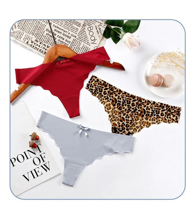 Women's Panties Ice Silk Seamless Low Waist G-String Sexy Breathable Comfortable Thongs Lady Lingerie Shapewear Underwear - LKBA