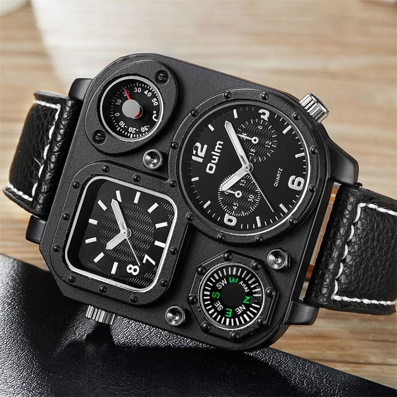 Luxury Man Wristwatch Rectangle Waterproof Luminous Day Week Men Watch - LKBA