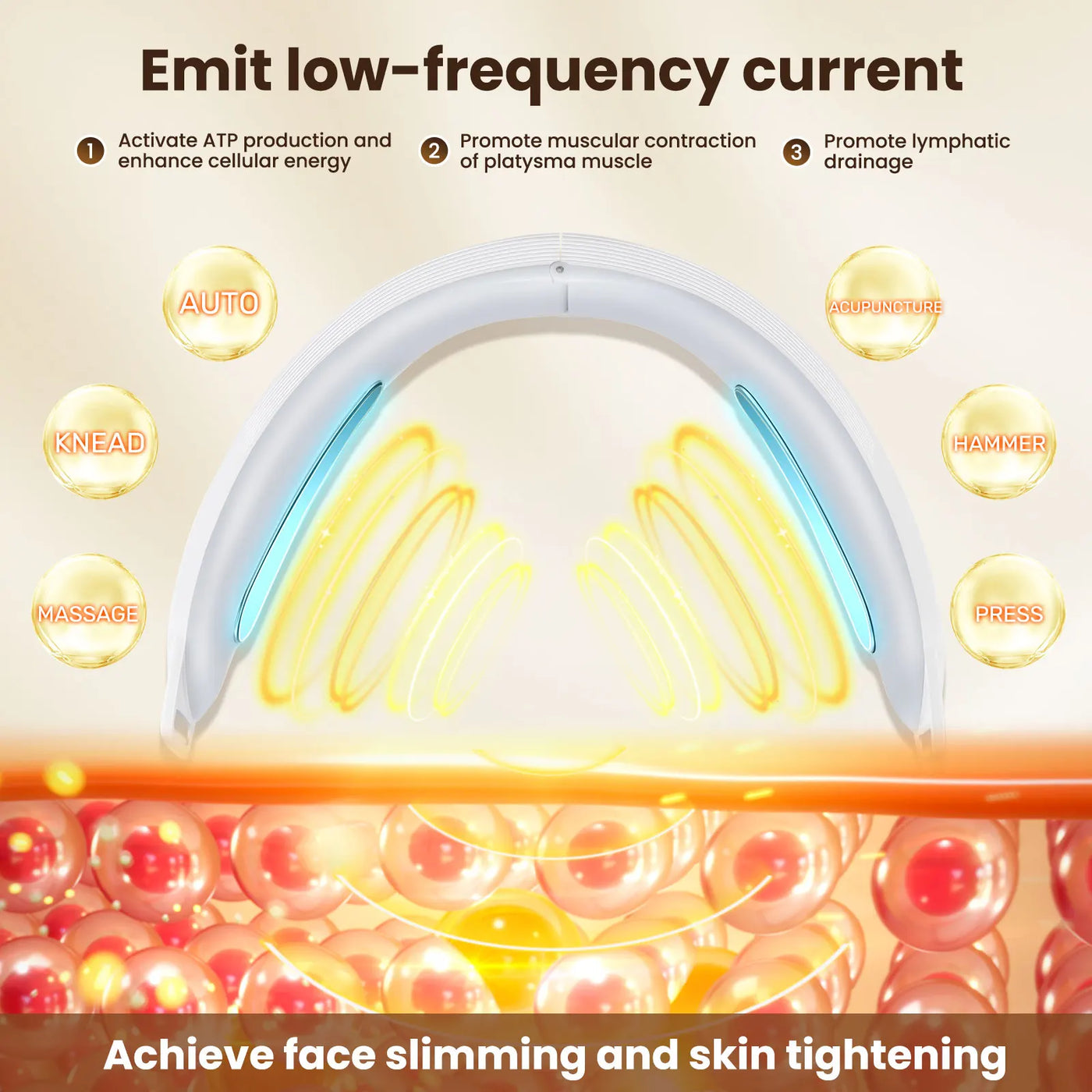 Electric V Face Lifting Beauty Device 6 Modes 8 Levels EMS Micro-current Firming Facial Massager Double Chin Removal Skin Care - LKBA