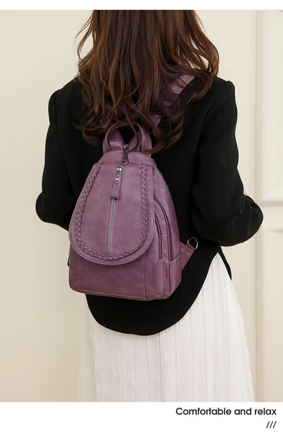 Soft leather shoulder bag for women 2025 new fashionable mini shopping backpack chest bag casual versatile diagonal cross bag - LKBA