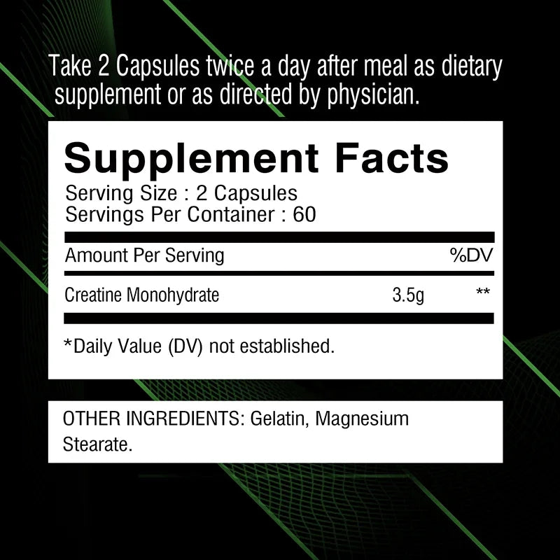 Creatine Monohydrate Capsules for Enhance Muscle Mass Strength & Performance Improvement Workout Recovery Mass Gainer - LKBA