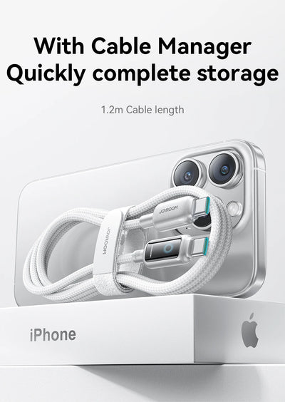 Joyroom 100W USB C Cable Automatic Power Off Fast Charge Type C Cable For iPhone 16 15 Pro Max  Xiaomi Sumsang Huawei - LKBA