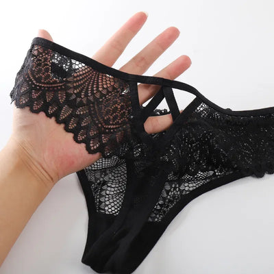 1/2 PCS Women's Lace Thongs Lingerie Intimates Woman T-back Soft T-panties Designed Tangas Mujer Sexy String Panties Thongs Sexy - LKBA