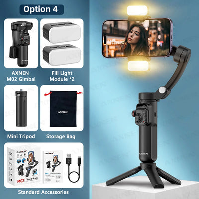 M02 Gimbal Smartphone Stabilizer 3-Axis Anti-shake Video Record Handheld Selfie Gimbals