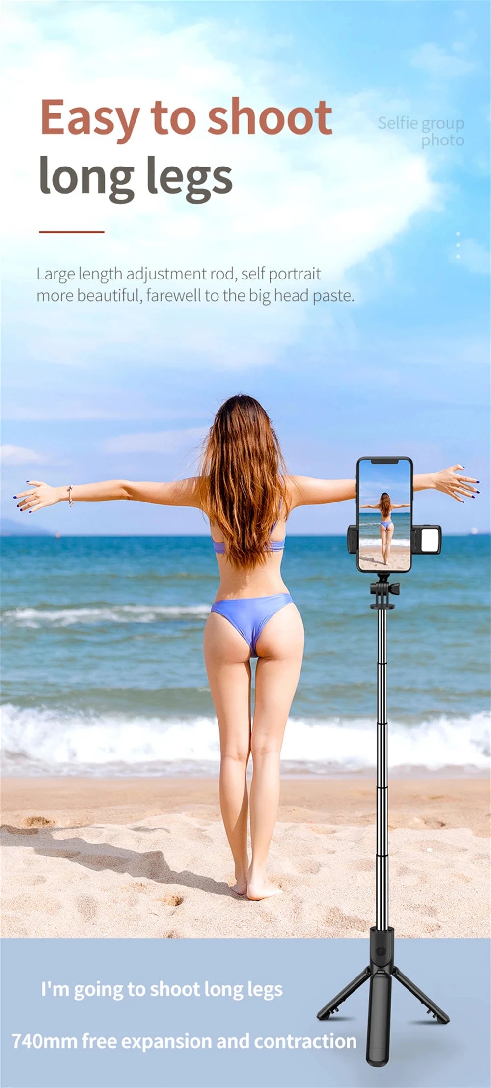 3 In 1 Bluetooth Wireless Selfie Tripod with Fill Light Shutter Remote Control - LKBA