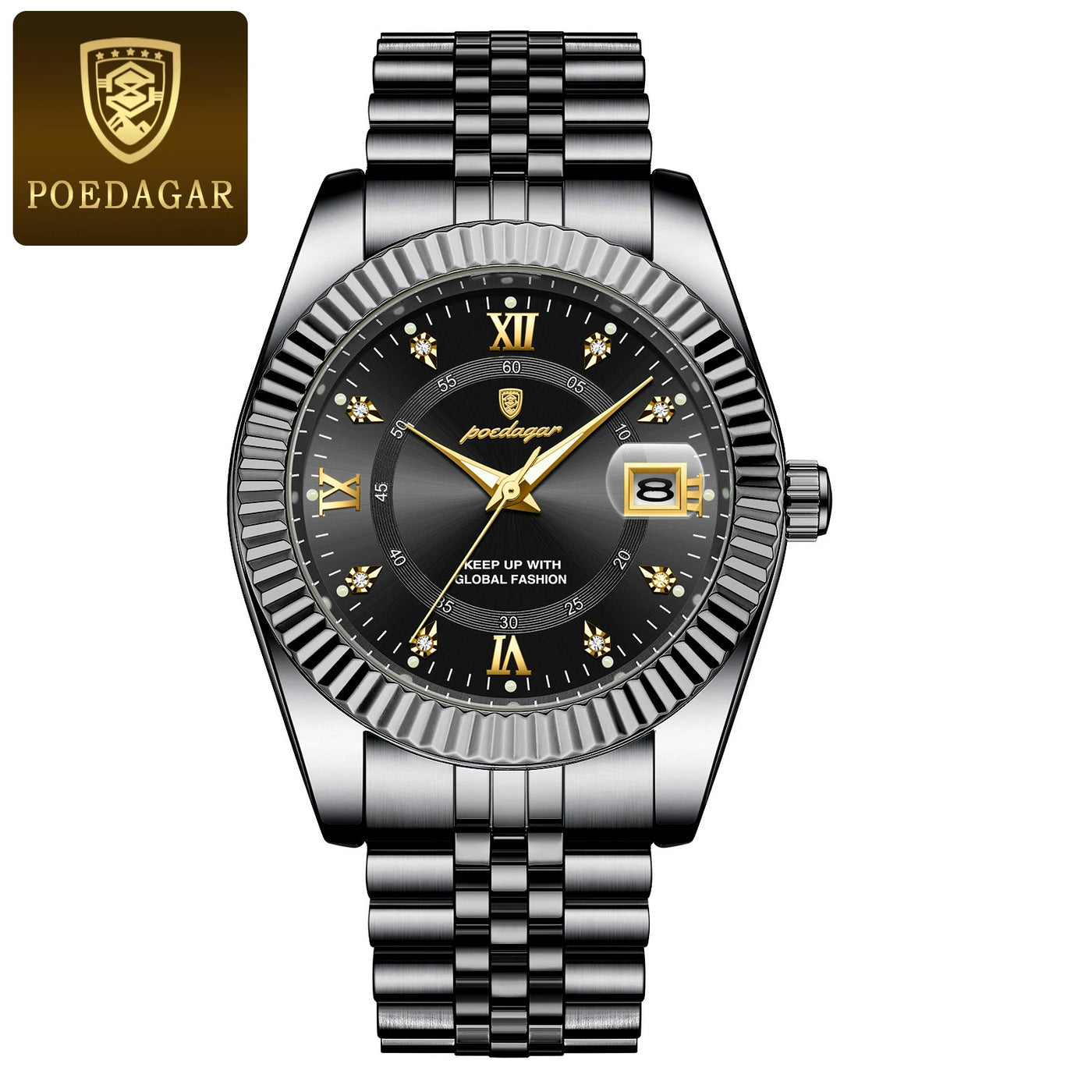POEDAGAR Luxury Fashion Wristwatch For Men Stainless Steel Date Quartz Man Watch Waterproof Luminous Casual Men's Watches Reloj - LKBA