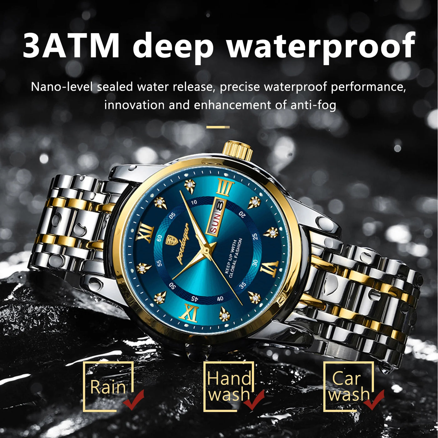 POEDAGAR Luxury Watch for Man Elegant Date Week Waterproof Luminous Men Watch Quartz Stainless Steel Sports Men's Watches reloj - LKBA