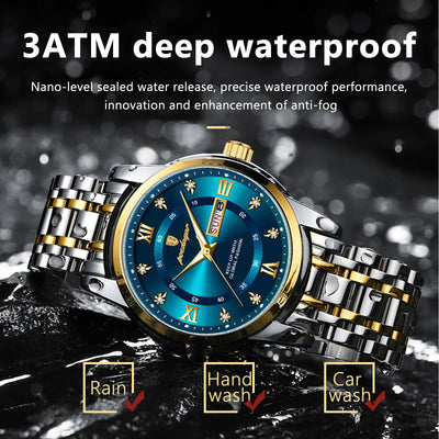 POEDAGAR Luxury Watch for Man Elegant Date Week Waterproof Luminous Men Watch Quartz Stainless Steel Sports Men's Watches reloj - LKBA