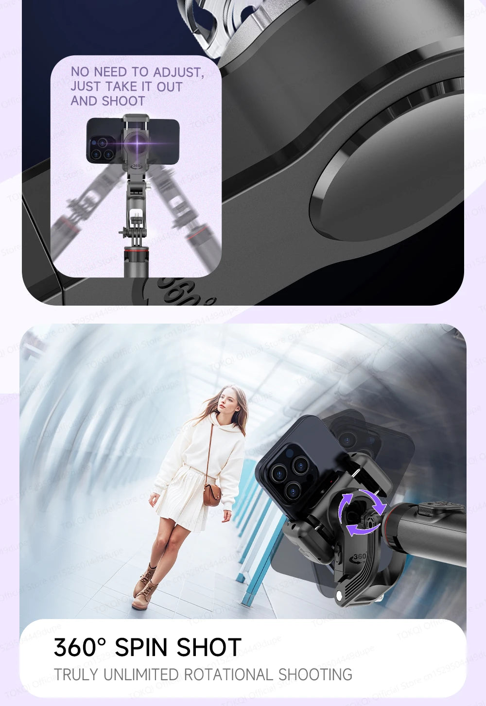 C22 AI Face Tracking Handheld Gimbal Stabilizer 360° Rotation Shoot Selfie Stick Tripod - LKBA