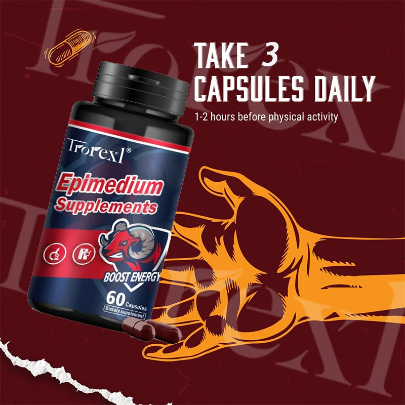 Herb Epimedium Capsules, Male Enhancing Supplement,Test Booster for Men Performance - Drive, Strength, Stamina Growth - LKBA