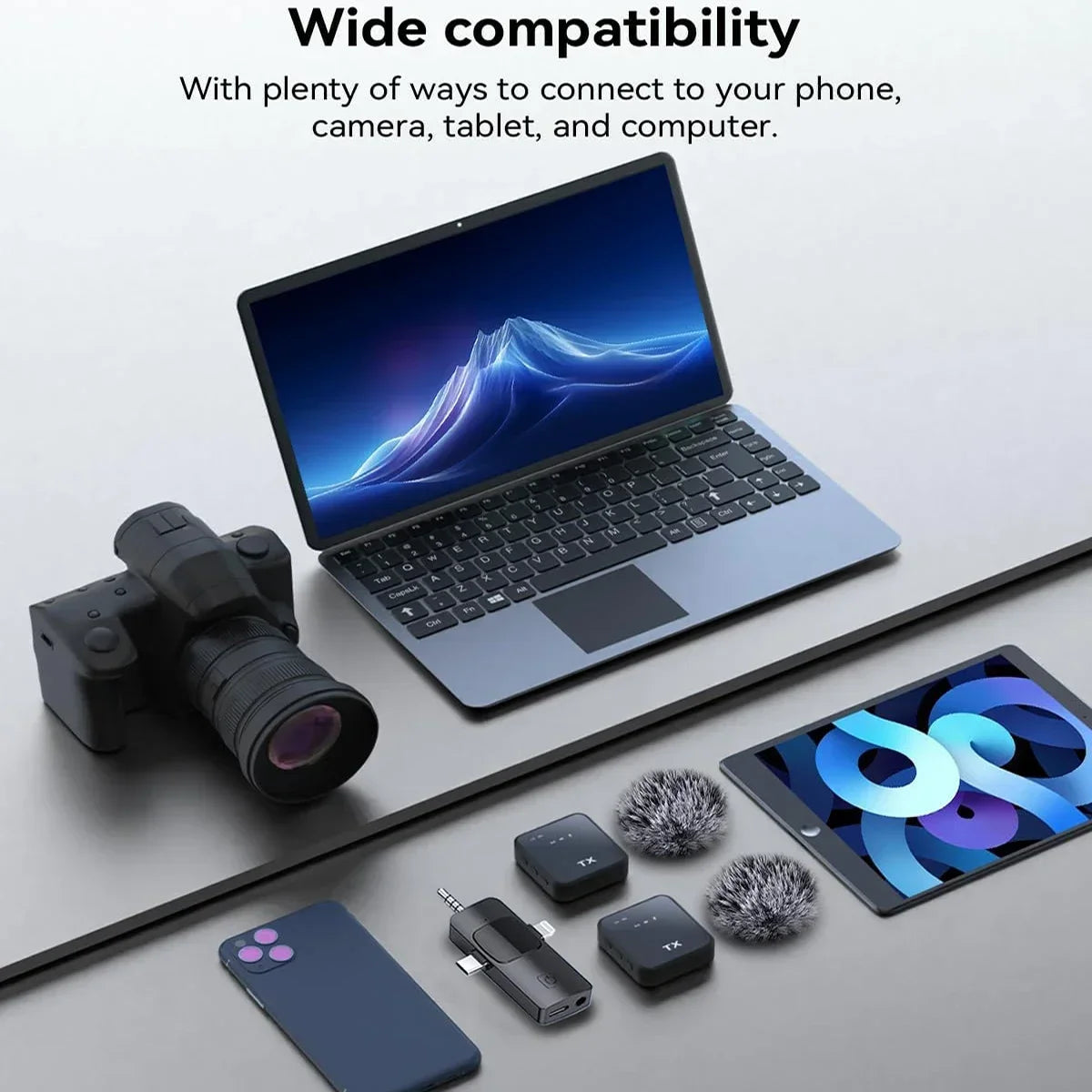 3 in 1 Microphone for iPhone/Android, Wireless, for Record Interview - LKBA