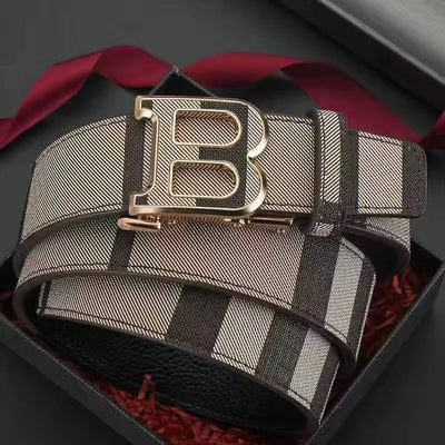 Genuine leather casual fashion men's belt cowhide alloy automatic buckle luxury brand men's belt - LKBA
