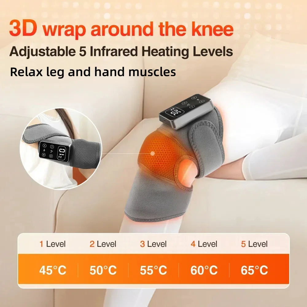 3 in 1 Cordless Thermal Knee Pad Knee Shoulder Massager Vibration Leg Arm Joint Brace Muscle Relax Joint Brace Muscle Relaxation - LKBA