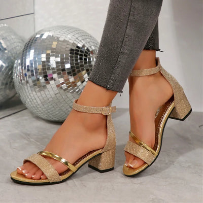 Women Sandals 2025 Summer New Fashion Sexy Medium High Heel Outdoor Sandals Elegant Casual Comfortable Wedding Shoes for Women - LKBA