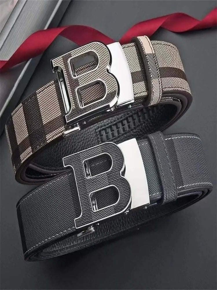 Genuine leather casual fashion men's belt cowhide alloy automatic buckle luxury brand men's belt - LKBA