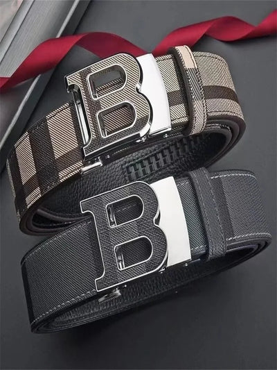 Genuine leather casual fashion men's belt cowhide alloy automatic buckle luxury brand men's belt - LKBA