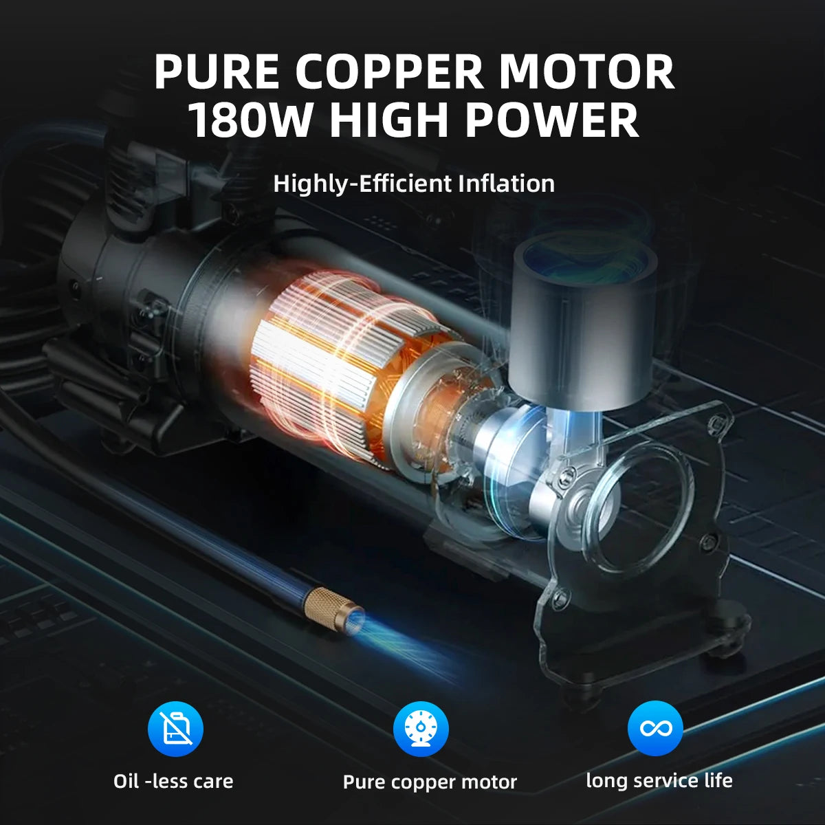 Tire Inflator Portable Air Compressor for Car, Truck & SUV 12V On/Offroad Tire Pump 100 PSI, Cigarette Plug, Twist Chuck T100 - LKBA