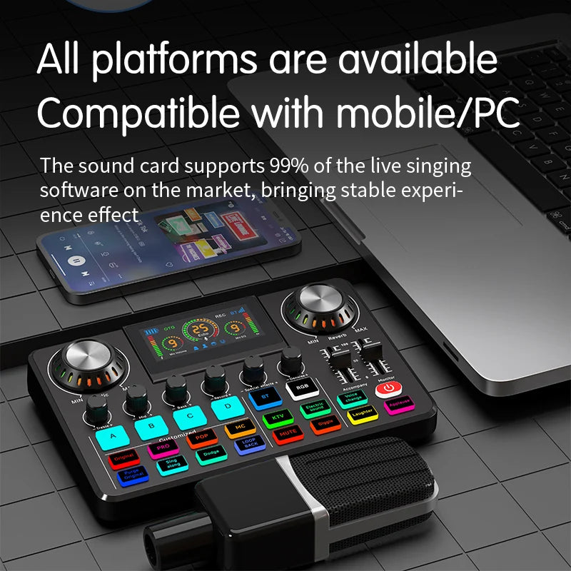 Live broadcast blog equipment Live sound card with microphone Set Bluetooth Audio Recording Mixer - LKBA