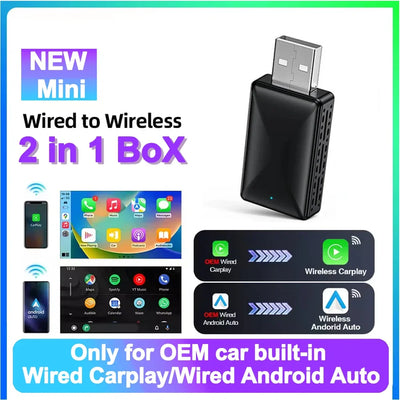 Wireless Carplay Adapter Android Auto Wireless Smart Dongle 2in1 For Volvo Benz Audi Kia Hyundai VW Mazda Cadillac MG Peugeot - LKBA