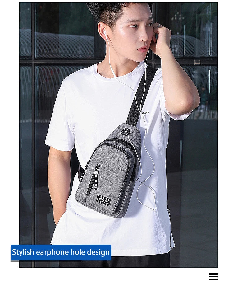 Travel Men's Handbags Multifunctional USB Chest Bag Designer Messenger Crossbody Bags Water-Proof Shoulder Bag Sports Back Pack - LKBA