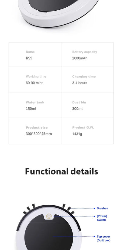 Intelligent Sweeping Robot Large Water Tank Mobile App Remote Control Planning And Cleaning Line Low Noise 2000 Pa Large Suction - LKBA