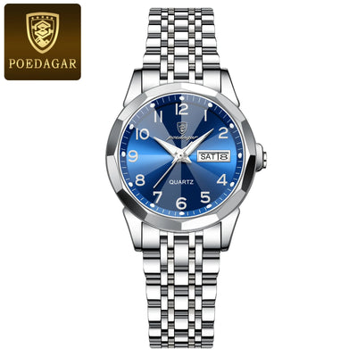 POEDAGAR Luxury Ladies Wristwatch Waterproof Luminous Date Week Women Quartz Watch Stainless Steel Women‘s Watches Female Reloj - LKBA