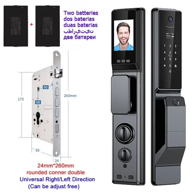 Waterproof Outdoor Smart  Lock Wifi Alexa Tuya APP Aluminium Alloy Material Fingerprint Password Smart Door Lock With Camera - LKBA