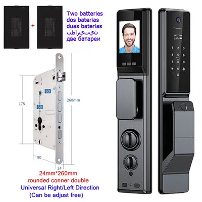 Waterproof Outdoor Smart  Lock Wifi Alexa Tuya APP Aluminium Alloy Material Fingerprint Password Smart Door Lock With Camera - LKBA