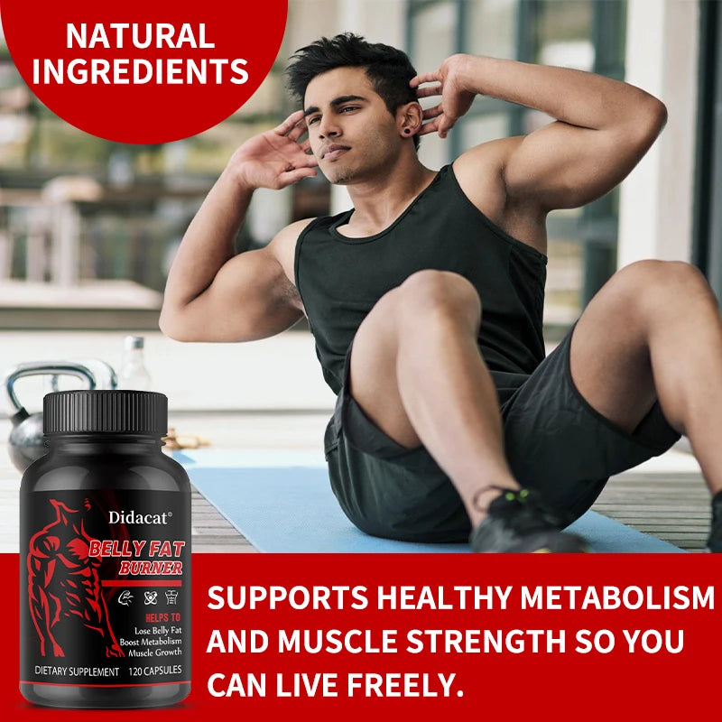 Belly Fat Burner for Men - Burn Belly Fat, Tighten Abs, Boost Muscle Growth, Caffeine Free - LKBA