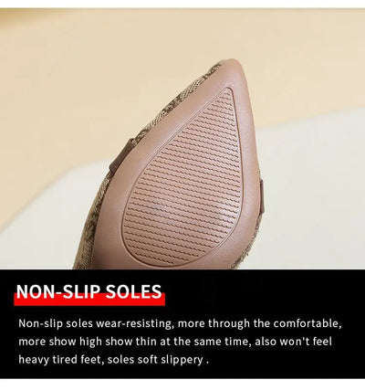 2025 Women's Fashion Baotou Sandals Spring New Pointed Head Shallow Mouth Metal Buckle Anti-slip Wear-resistant High Heels - LKBA