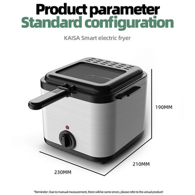 2.5L Electric Fryer Household Mini Electric Fryer 1000W Multiple Function Stainless Steel Fryer Kebab French Fries Machine - LKBA